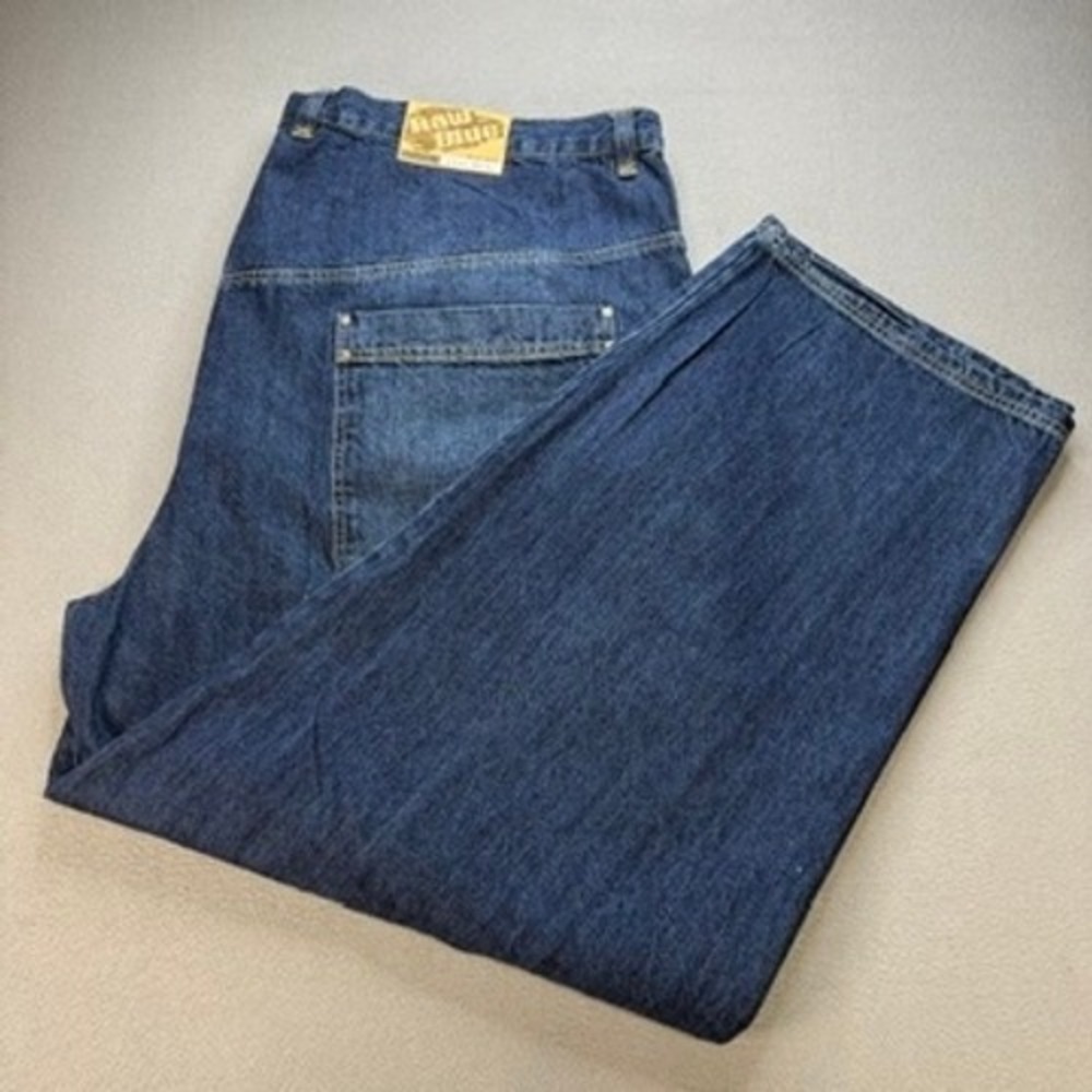 Raw Blue Loose Fit Denim Jeans‎ Baggy Hip Hop Y2K (FIT 50x33) Blue Patchwork